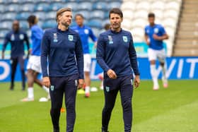 RELIEF: Huddersfield Town manager Danny Cowley (right) with brother and assistant Nicky before Friday's 2-1 win over West Bromwich Albion