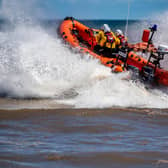 Hornsea Inshore Rescue bouncing over the surf on a training exercise. (James Hardisty).