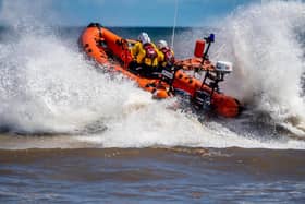Hornsea Inshore Rescue bouncing over the surf on a training exercise. (James Hardisty).