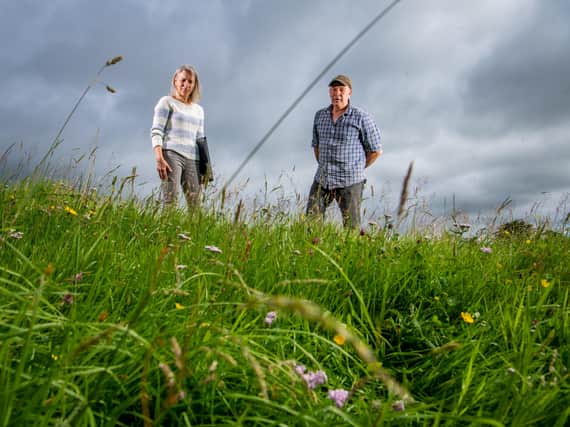 Farmer Stephen Bostock with Helen Keep, Senior Farm Conservation Officer for the Yorkshire Dales National Park Authority. Picture: James Hardisty