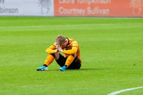 Keane Lewis-Potter at full time.
Hull City v Luton Town.  SkyBet Championship.  KCOM Stadium.
18 July 2020.  Picture Bruce Rollinson