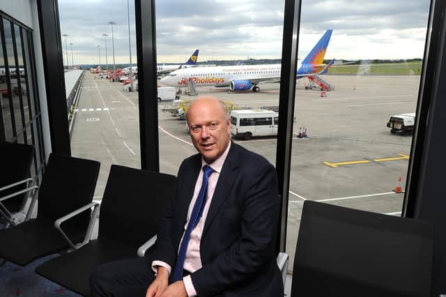 Chris Grayling during a visit to Leeds Bradford Airport when he was Transport Secretary in Theresa May's government.