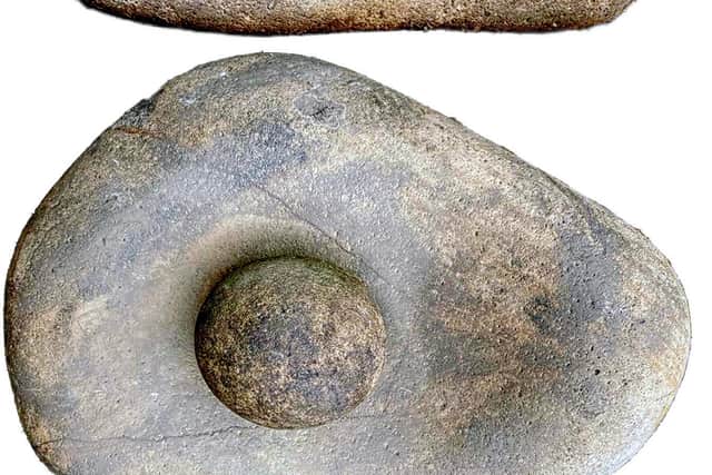 A Neolithic quern, one of the items found in a back garden doing lockdown.