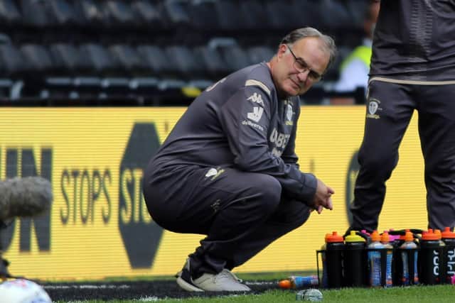 maestro: Marcelo Bielsa looks away ruefully during a game at Derby in which his exacting standards were as high as ever. (Picture: Varleys)