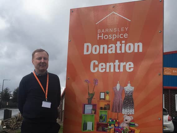 Stephen Hatfield outside the donation centre where the theft took place