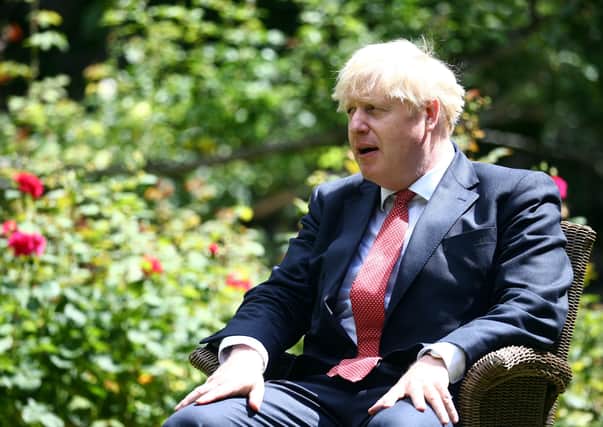 Boris Johnson in the 10 Downing Street garden this week during talks with Mike Pompeo, the US Secretary of State.