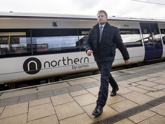 Transport Secretary Grant Shapps at Leeds station earlier this year.
