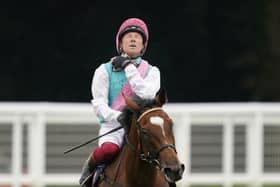 Phew: Frankie Dettori after Enable's breathing King George win last year over Crystal Ocean at Ascot. Picgture: Getty Images