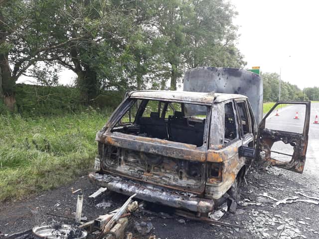 The Range Rover was completely destroyed in the fire on the Skipton bypass