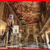 Visitor Welcome Supervisor Lizzie Ross makes final preparations in the Painted Hall at Chatsworth House in Bakewell, Derbyshire which reopens to the public on Monday after the lifting of further coronavirus lockdown restrictions in England. PA Photo.