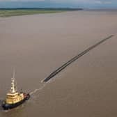 The 1km-long pipe was shipped from Norway to Withernsea on the East Yorkshire coast