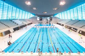 Back in the pool: Swimmers at the London Aquatic Centre. Picture: PA