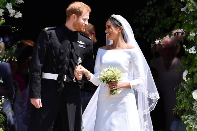 The Duke and Duchess of Sussex on their wedding day in May 2018 as public support for the couple evaporates.