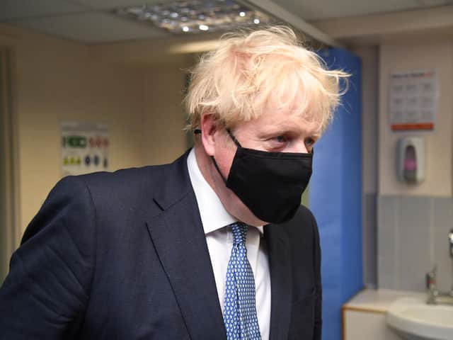 Prime Minister Boris Johnson during a visit to Tollgate Medical Centre in Beckton in East London. Pic: PA