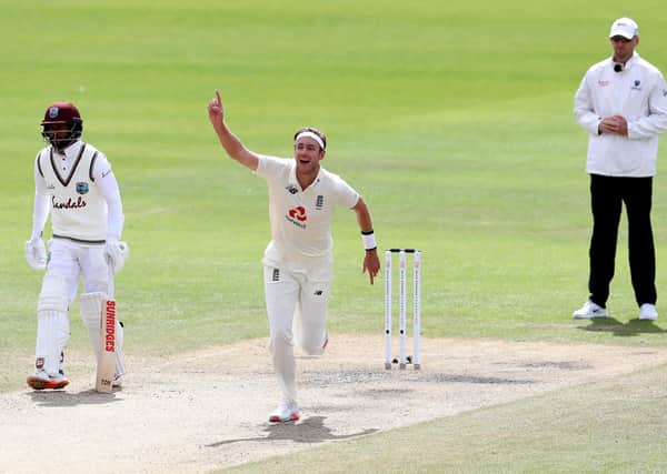 Got him: England's Stuart Broad celebrates taking his 500th wicket during day five of the Third Test at Old Trafford. Picture: PA