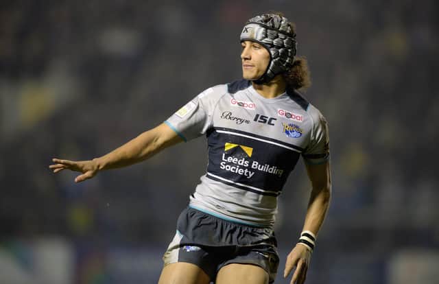 WARRINGTON, ENGLAND - MARCH 13:  Ashton Golding of Leeds Rhinos in action during the First Utility Super League match between Warrington Wolves and Leeds Rhinos at The Halliwell Jones Stadium on March 13, 2015 in Warrington, England.  (Photo by Gareth Copley/Getty Images)