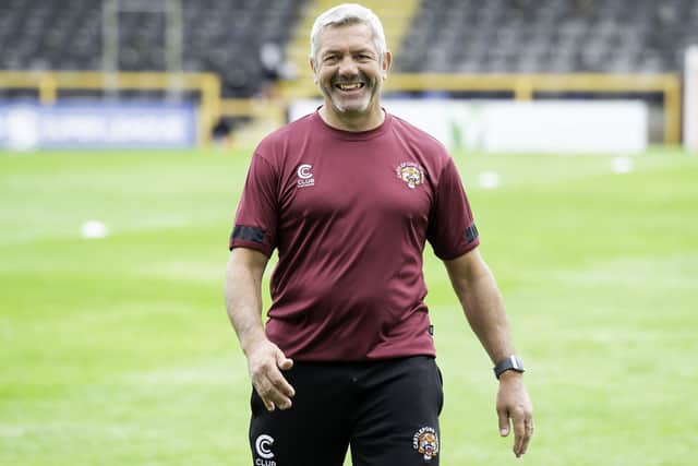 Picture by Allan McKenzie/SWpix.com - 20/07/2020 - Rugby League - Super League - Castleford Tigers Training, The Mend-a-Hose Jungle, Castleford, England - Castleford Tiger's coach Daryl Powell leads training at the club's home ground after the Coronavirus Covid-19 pandemic.