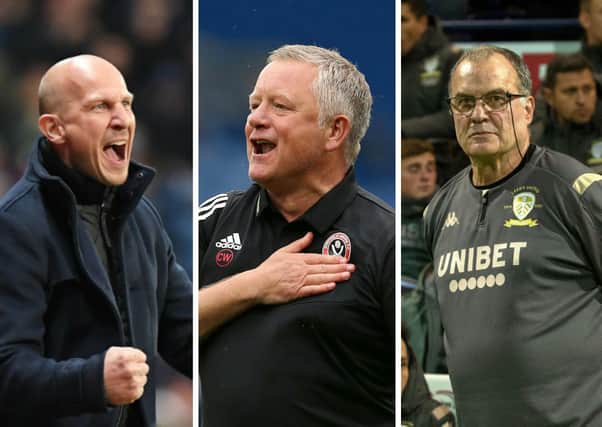 DEALS TO BE DONE: Gerhard Struber, Chris Wilder, centre, and Marcelo Bielsa will all be looking to strengthen ahead of the 2020-21 campaign.