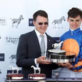 Donnacha O'Brien (right) with his father Aidan after teaming up to win the 2018 Epsom Oaks with Forever Together. Now they're rivals - as trainers.