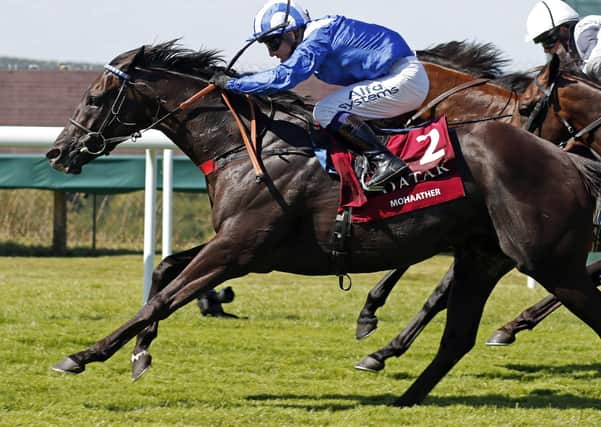 This is Mohaather stretching clear to land the Group One Sussex Stakes for former champion jockey Jim Crowley.