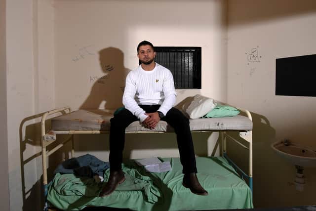 Hanif Mohammed, pictured at the replica prison cell at the In2Change centre in Sheffield. Picture: Simon Hulme