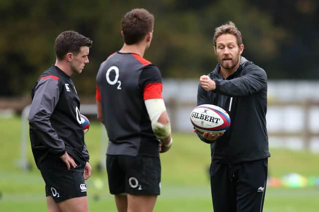 Jonny Wilkinson, kicking coach during an England squad training session at Pennyhill Park, Bagshot in 2017. Picture: Adam Davy/PA.