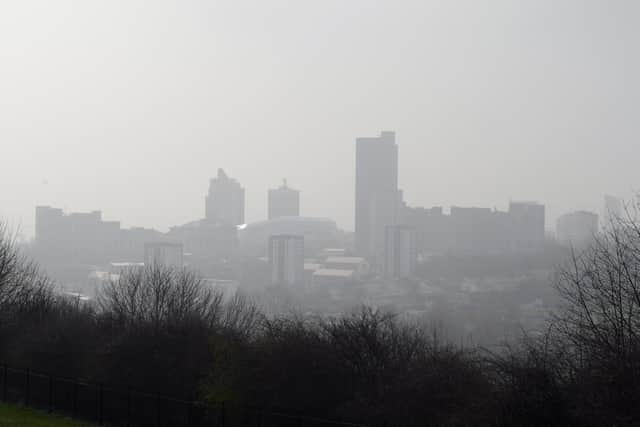 Smog over Leeds city centre. Picture SWNS