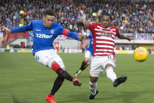 TRUE COLOURS: Mickel Miller, right, in action for Hamilton against Ragers' James Tavernier last season. Picture: Jeff Holmes/PA