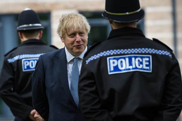Boris Johnson during his visit to North Yorkshire Police last week.