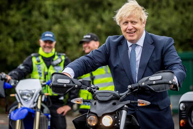 Boris Johnson during a visit to North Yorkshire Police.