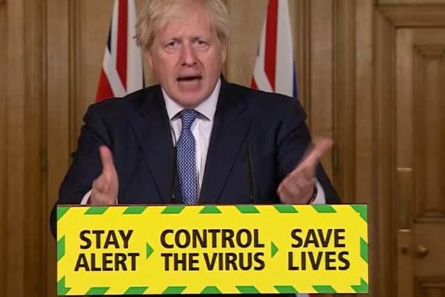 Boris Johnson spoeaking at the latest 10 Downing Street press conference.