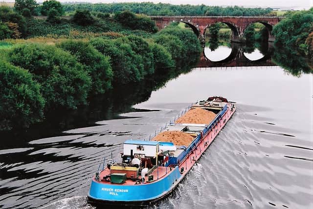 Branford Barge Owner's Humber Renown on the River Calder section of the Aire and Calder Navigation loaded with aggregates for Lafarges Whitwood Depot Picture: Maik Brown
