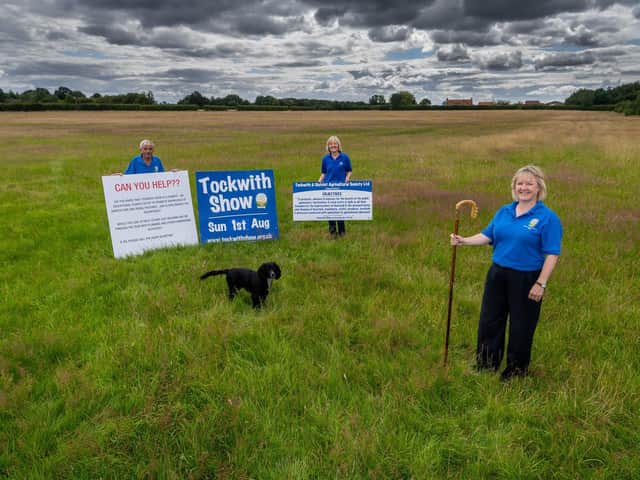 Pictured on the showground are: Allan Robinson, (Chairman), Sallyanne Hannington, (Committee Member), and Michelle Lee, (President)