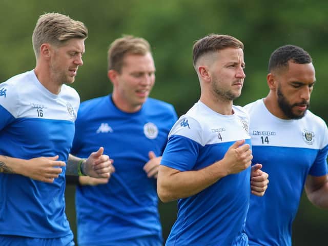Harrogate Town players trained on Saturday ahead of Sunday's National League play-off final against Notts County. Pictures: Matt Kirkham