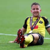 LEADING ROLE: Harrogate Town captain Josh Falkingham of celebrates after his team's 3-1 victory over Notts County at Wembley Stadium. Picture: Catherine Ivill/Getty Images.