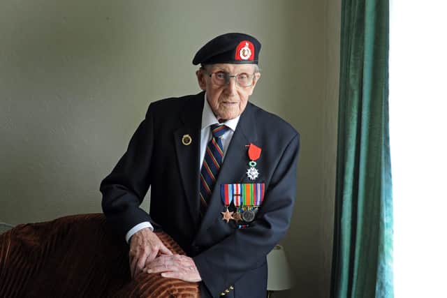 D-Day veteran Maurice Sutcliffe from Bradford, who served with the Royal Marines Landing Craft Division, pictured in 2019. Picture: Tony Johnson.