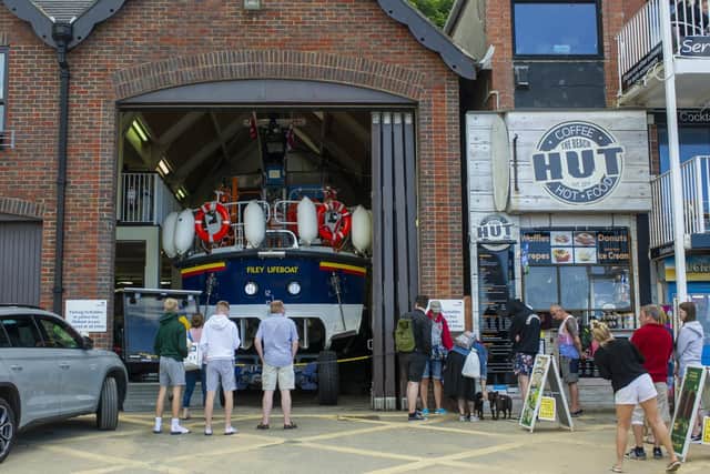 Tourists take a peek at the Mersey class lifeboat