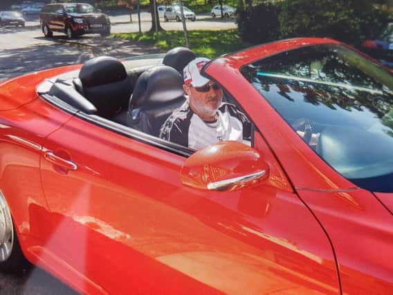 Keiran Rafferty in his red Lexus coupe, which he was driving at the time of the collision