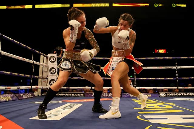 Terri Harper (right) beats Eva Wahlstrom in the WBC & IBO Super-featherweight World Championship fight at the FlyDSA Arena, Sheffield. (Picture Richard Sellers/PA Wire)