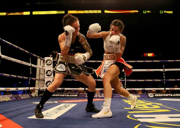 Terri Harper (right) beats Eva Wahlstrom in the WBC & IBO Super-featherweight World Championship fight at the FlyDSA Arena, Sheffield. (Picture Richard Sellers/PA Wire)