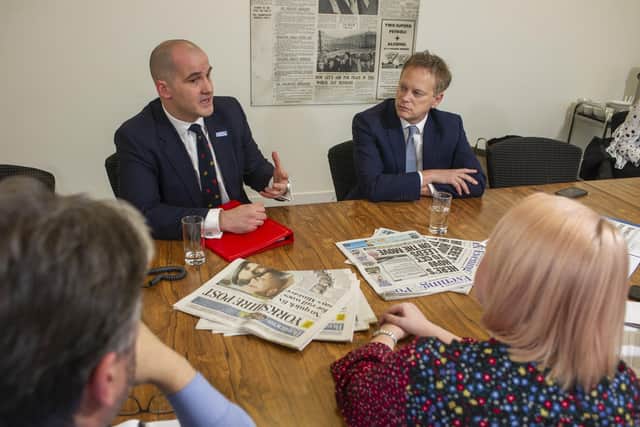 Jake Berry (left) and Grant Shapps (right) during a visit to The Yorkshire Post earlier this year.