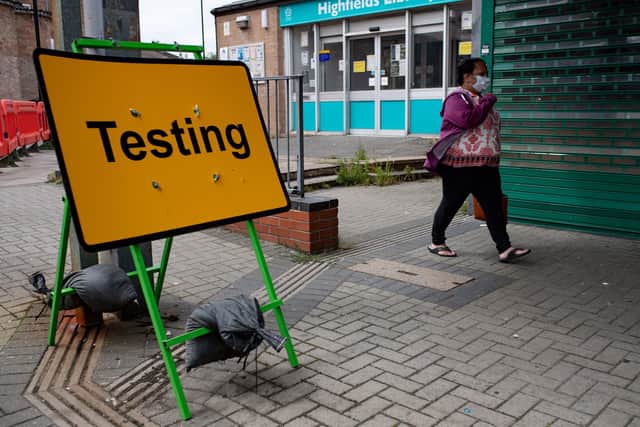 A Covid-19 testing centre set up at Highfields Community Centre in Leicester. Picture: Jacob King/PA Wire