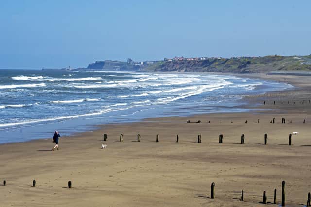 The beach at Sandsend looking towards Whitby