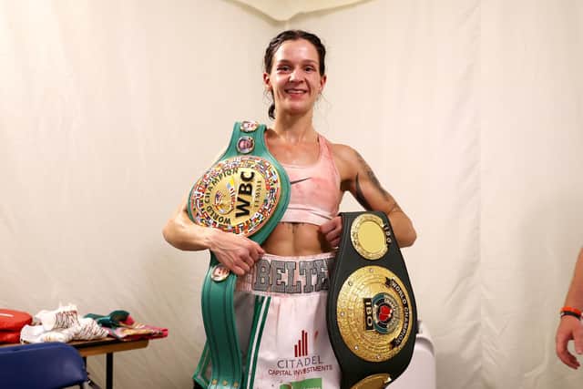 AND STILL: Terri Harper retained her WBC and IBO World Super Featherweight Titles. Picture: Mark Robinson.