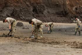 British Army officials working at the beach in Holderness. Picture: MOD.