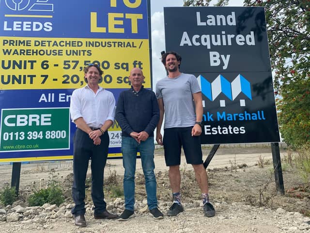 Photos shows (l-r) Edward Marshall, Chris Balme and Jimmy Marshall of Frank Marshall Estates at their new development site at Gildersome.