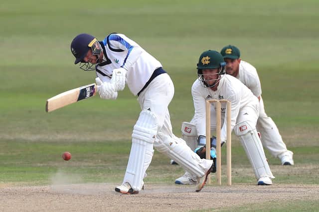 Yorkshire's Jonathan Tattersall (left) plays a shot against Notts (Picture: PA)