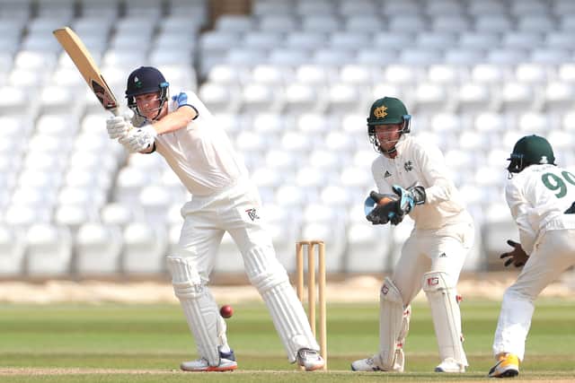 Yorkshire's Harry Brook (left) in action during day three of The Bob Willis Trophy match at Trent Bridge (Pictures: Mike Egerton/PA Wire)