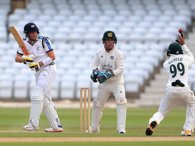 Yorkshire's Jonny Bairstow (left) looks on as Nottinghamshire's Haseeb Hameed attempts to catch the ball (Picture: PA)