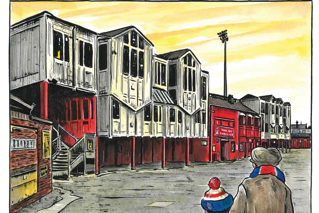 HISTORIC HOME: The Yorkshire Post cartoonist Graeme Bandeira's evocative image of Bootham Crescent